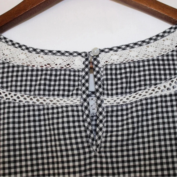 Women’s Free People Sunny Day Mini Summer Plaid Embroidered Shift Sundress Med - Picture 11 of 13